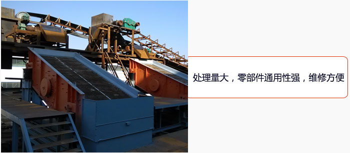 圓振動(dòng)篩處理量大，零部件通用性強(qiáng)，維修方便。