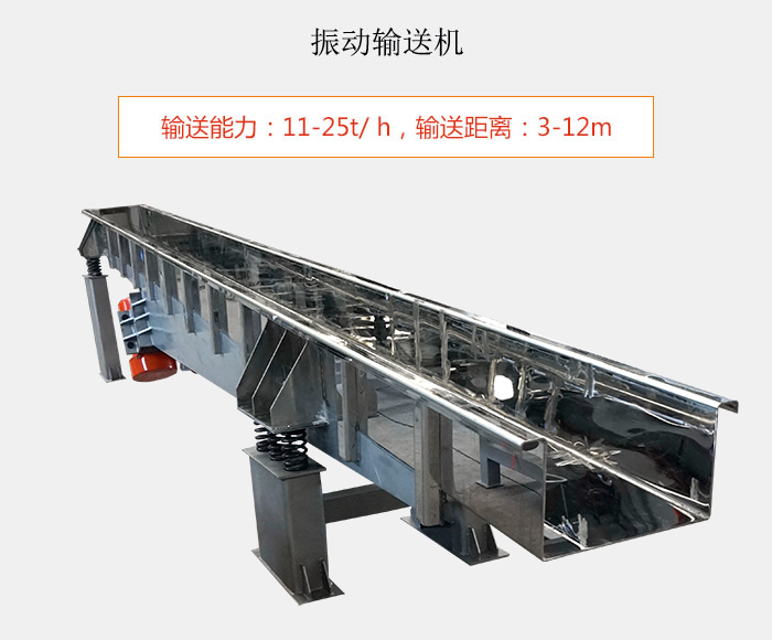 振動(dòng)輸送機(jī)：輸送能力：11-25t/ h，輸送距離：3-12m
