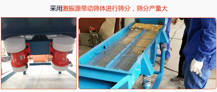 采用激振源帶動(dòng)篩體進(jìn)行篩分，篩分產(chǎn)量大。