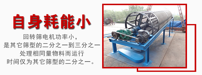 滾筒篩耗能小，使用壽命長，維修方便